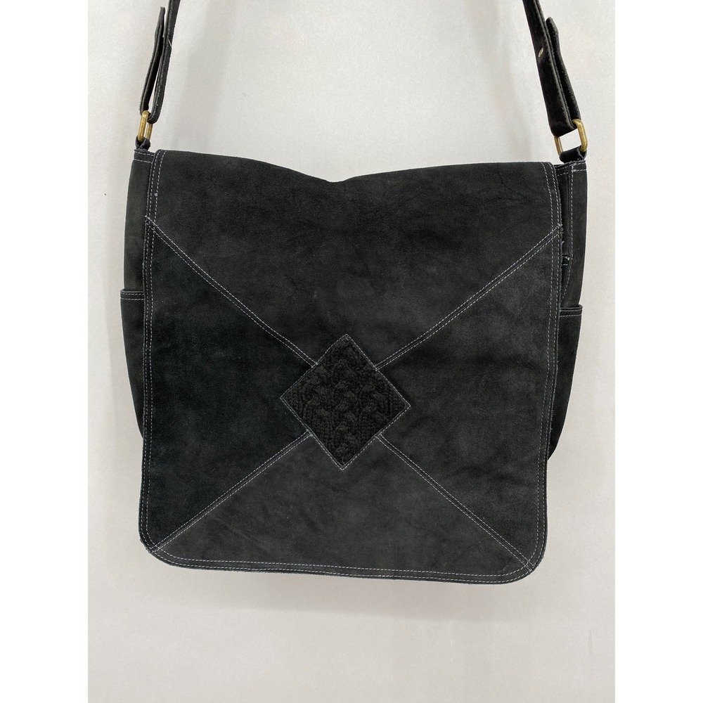 Buxton Messenger Bag Unisex Black Suede Laptop Crossbody Bag Large
Leather Work